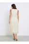 Beige Lace Sleeveless Midi Dress - 4
