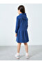Girls Blue Hooded Dress with Front Pocket - 4