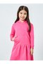 Girls Pink Hooded Dress with Front Pocket - 2