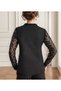 New Season Women's Blouse Crepe Fabric Long Sleeve Guipure Sleeve and Button Detail Collar - 3