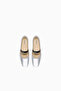 Lisbeth Ballerina Flats – Metallic Leather, Square Toe, Logo Elastic - 4