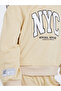 Girls Beige NYC Print Sweatshirt and Joggers Set - 4