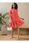 Polka Dot Print Ruched Detail Knee Length Dress