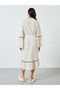 Jacquard Ruffle Sleeve Lettuce Hem Tie Robe - 4