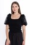 Solid Square Neck Half Sleeve Top