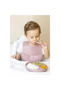 Pink 3-Piece Silicone Dinnerware Set - Bib + Teething Spoon + Vacuum Plate - 3