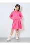 Girls Pink Hooded Dress with Front Pocket
