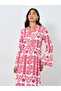 Floral Print Stand Collar A-Line Maxi Dress - 2