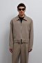 Beige Zippered Seasonal Men's Coat