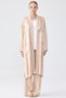 Patterned and Plain Fabric Combination Long Cardigan Set Beige - 2