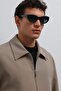 Beige Zippered Seasonal Men's Coat - 4