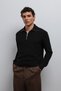 Black Zippered Knitwear Men's Sweater