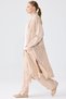 Patterned and Plain Fabric Combination Long Cardigan Set Beige