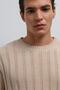 Beige 100% Cotton Ribbed Men's Sweater - 3