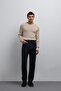 Beige 100% Cotton Ribbed Men's Sweater