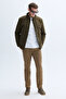 Men's Khaki Stand Collar Coat - 3