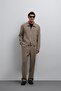 Beige Zippered Seasonal Men's Coat - 3