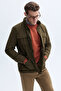 Men's Khaki Hidden Hooded Slim Coat