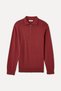 Men's Brick Color Zippered Polo Collar Knit Sweater - 5