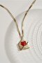 Red Heart Detailed Envelope Steel Necklace - 2