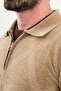 Checkered Slim Fit Zippered Polo Neck Chenille Fabric Men's Knitwear Beige - 11551.25K - 2