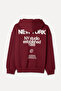 Women's Burgundy Printed Hooded Oversize Sweatshirt - 7