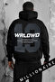Men's Black 13 Worlwide 3-Thread Fleece Hooded Kangaroo Pocket Oversized Loose Hoodie Sweatshirt - 4