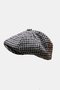 Men's Herringbone Cap Hat – Black Burgundy Patterned Retro Flat Cap - 3