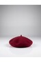 Women's Plush Furry French Painter Beret Burgundy - 5