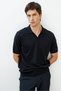 Men's Polo Neck 100% Cotton Short Sleeve Slim Knitwear Black - 2