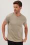 Men's Slim Fit Slim-Fitting Cotton Soft Texture Lycra Stretch Fabric Khaki Crew Neck T-Shirt - 5