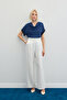 Kollar Stone Detailed Casual Blouse - Indigo - 5
