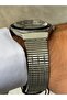 Silver Color Black Dial Men's Watch with Date and Strawberry Strap - 2