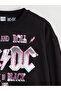 Black Crew Neck Ac/Dc Printed Girls' Sweatshirt - 2
