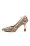 Beige Satin Stone Embroidered Thin Heeled Women's Evening Dress Shoes 248245 Z - 4