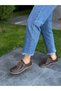 Brown Leather Elastic Zippered Women's Casual Shoes - 3
