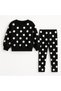 Girl's Black and White Polka Dot Sweatshirt Leggings Top and Bottom Set Polkadot
