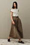 Fishbone Belted Skirt Brown - 4