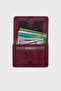 Unisex Claret Red Magnet Crazy Leather Card Holder Wallet - 2