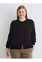 Lcw Grace Black Crew Neck Self Patterned Women's Knitwear Cardigan W5Eq39Z8 - 2