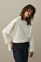 Basic Sweatshirt with Slit Detail Ecru - 6