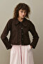 Round Neck Denim Jacket Brown - 4