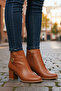 Tan Narrow Fit Fleece Lined Zippered Heeled Women's Boots 262325 Z - 3