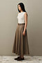 Fishbone Belted Skirt Brown