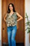 Khaki Color Buttoned Linen Vest - 5