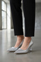 Silver Thin Heeled Women's Evening Dress Shoes 665140 Z