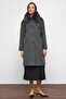 Detachable Fur Low Sleeve Plus Size Coat Dark Gray 3089
