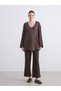 Brown Textured Muslin Women's Trousers with Elastic Waist