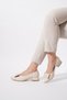 Lebes Striped Buckle Heeled Women's Ballerinas Beige Skin - 2