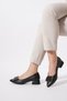 Lebes Striped Buckle Heeled Women's Ballerinas Black Skin - 3